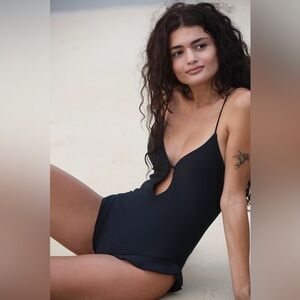 Free People Women's One-Piece Peplum Swimsuit with Keyhole Front